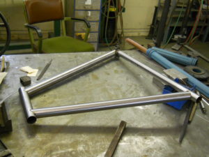 "Tacked" steel frame, just before final welding process.